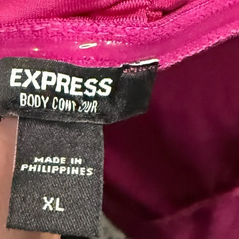 Express Body Contour Hot fuchsia Pink Ruched Cami Bodysuit Tank Top Valentine’s